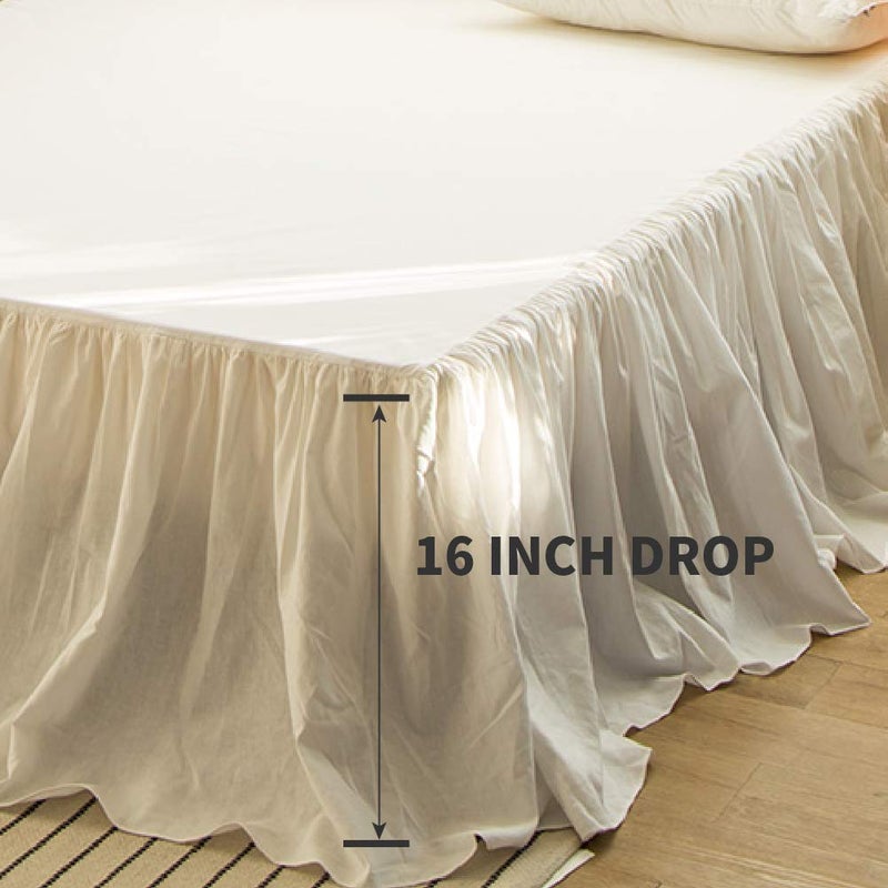 Simple&Opulence Belgian Linen Bed Skirt with Classic 16 inch Tailored Drop Dust Ruffle, Easy Fit Breathable Premium Natural Flax- Pleated White, Queen - Image 3